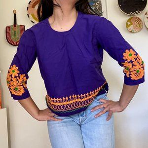 Vintage Floral Cotton Top